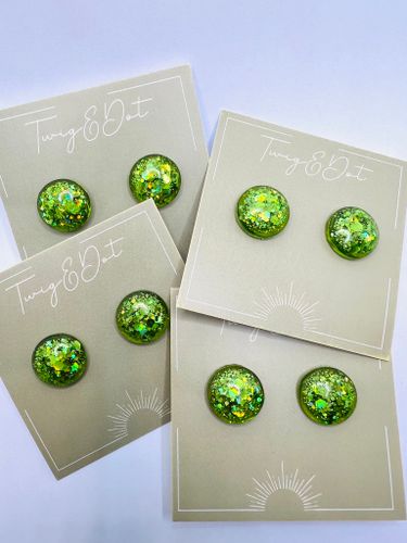 Glitter Greeen - Button Studs