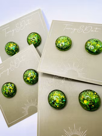 Glitter Greeen - Button Studs