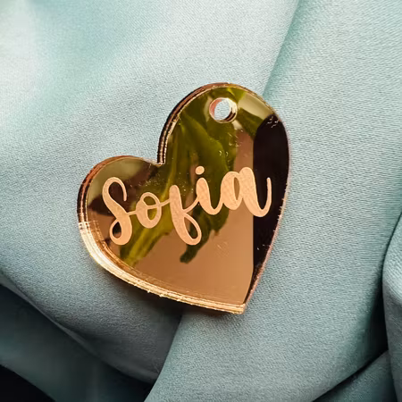 Hjärta med namn - Guldakryl