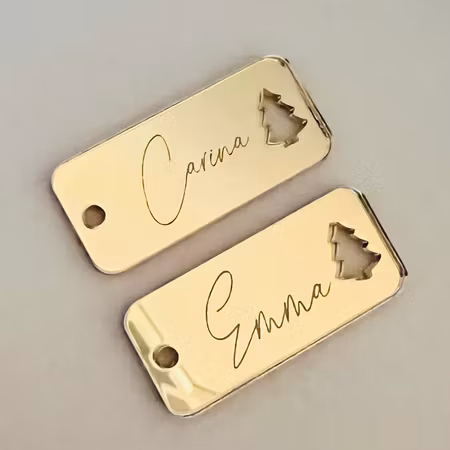Tag/bricka med namn - Guldakryl