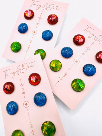 Candy Buttons - Trepack; röd, blå, grön