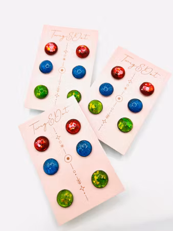 Candy Buttons - Trepack; röd, blå, grön