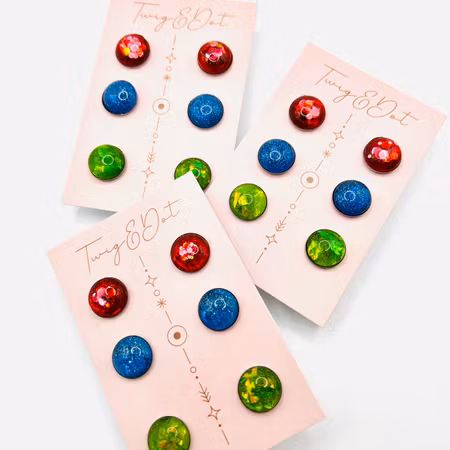 Candy Buttons - Trepack; röd, blå, grön