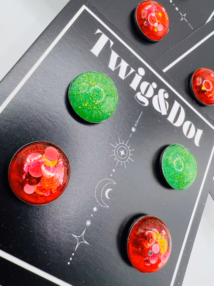 Candy Buttons - Tvåpack; röd & grön