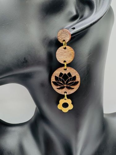 Dark Wood & Gold - Lotus Flower