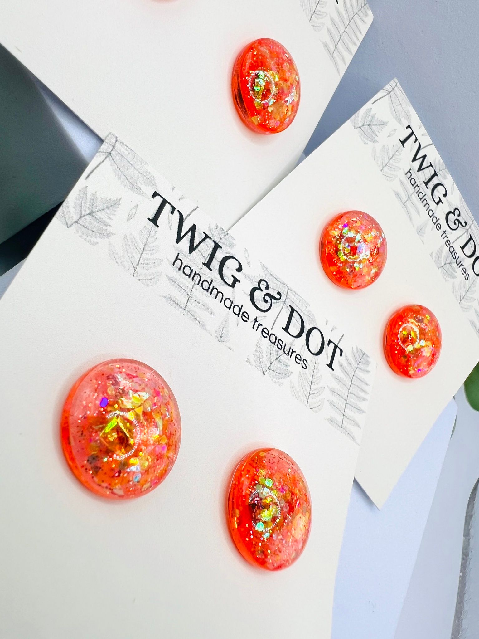 Neon Peach - Button Studs
