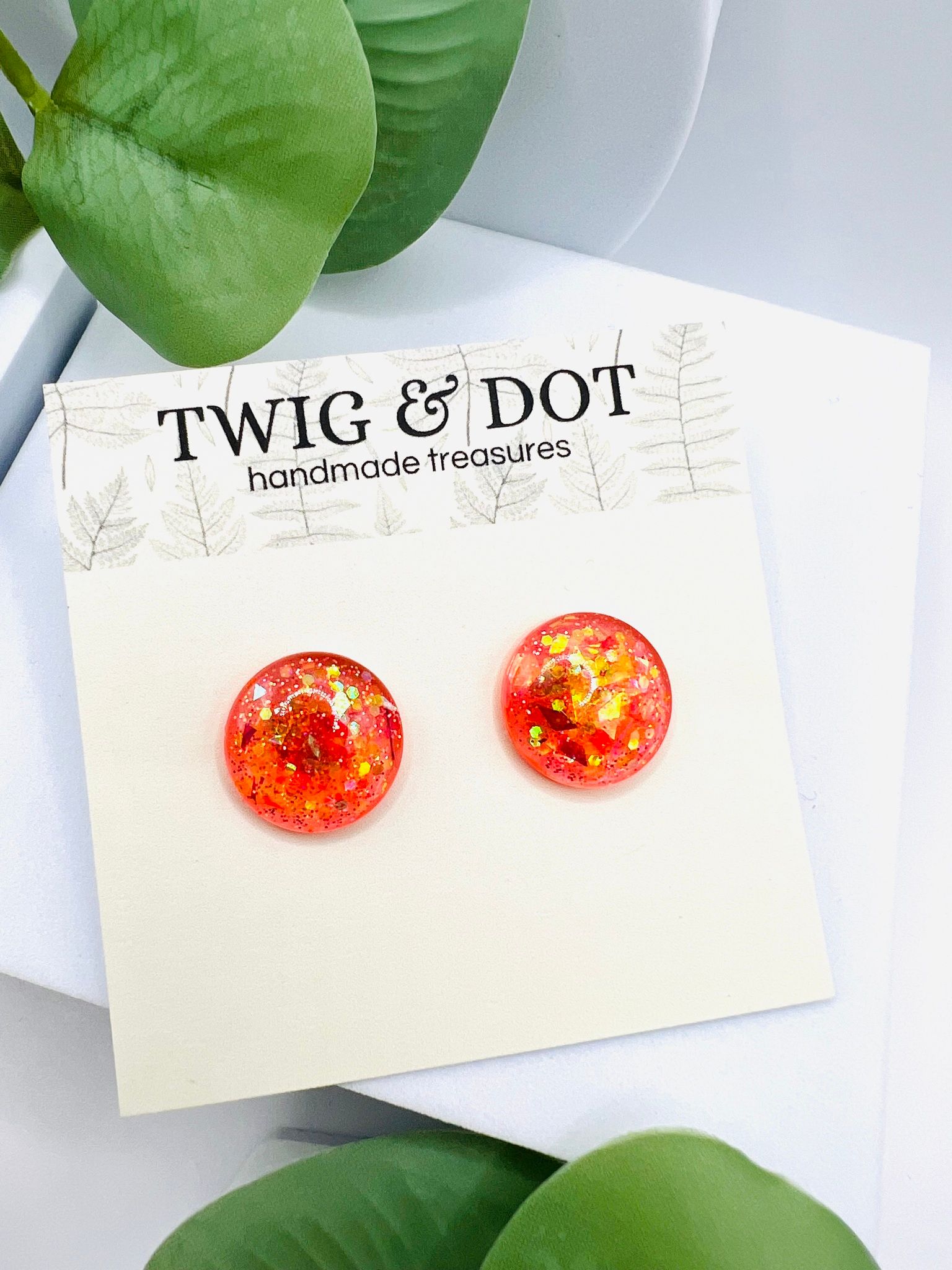 Neon Peach - Button Studs