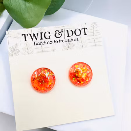 Neon Peach - Button Studs