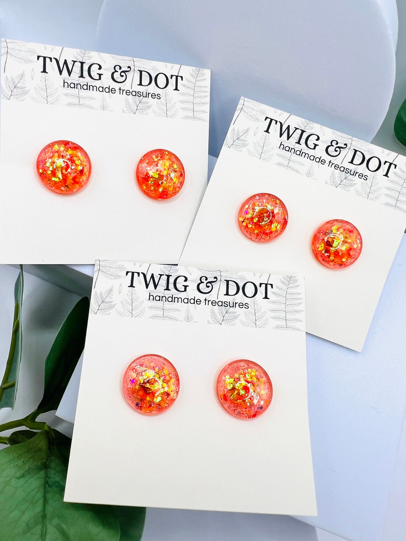 Neon Peach - Button Studs