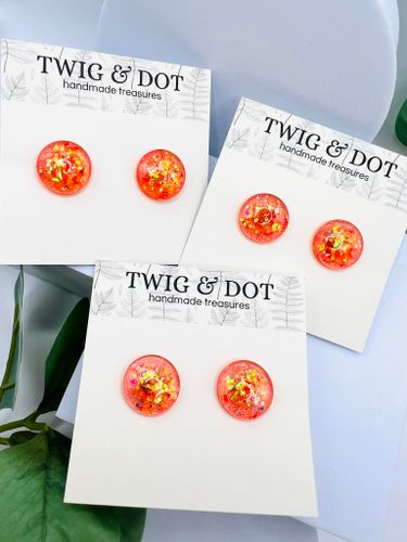 Neon Peach - Button Studs