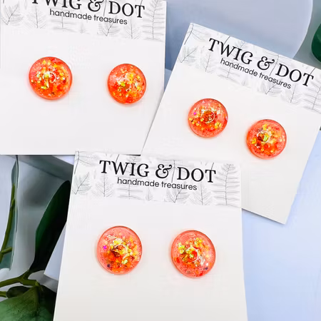 Neon Peach - Button Studs