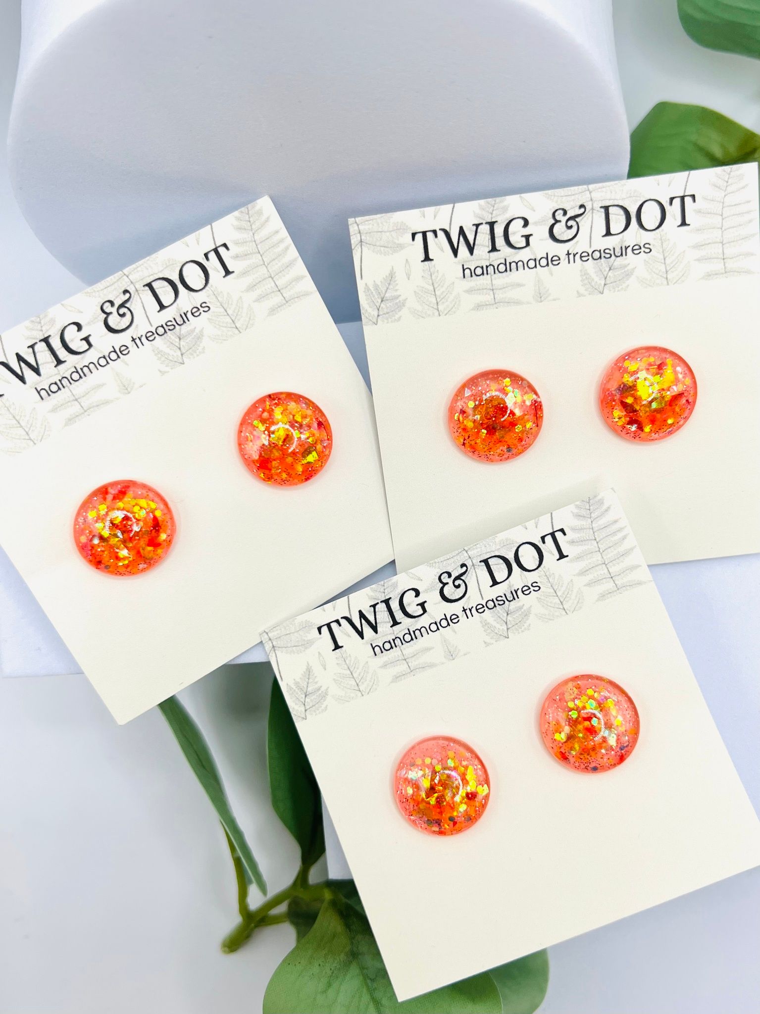 Neon Peach - Button Studs