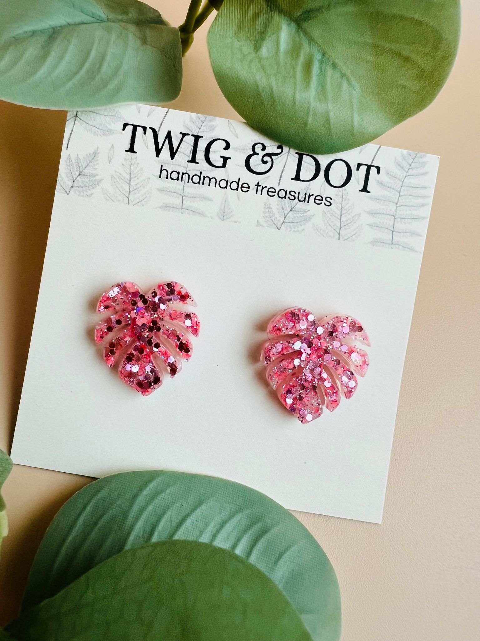 Mini Monstera Pink Glitter