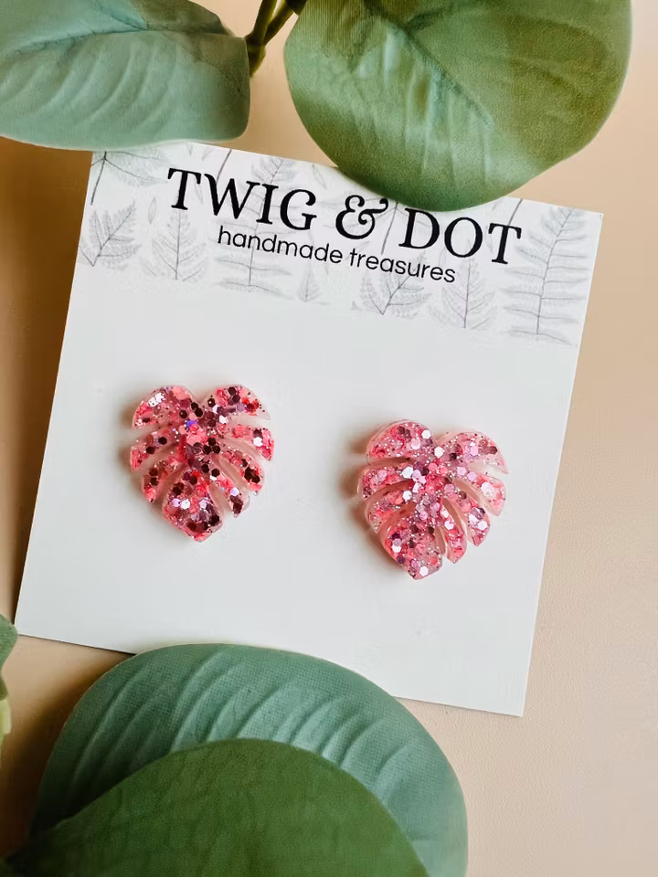 Mini Monstera Pink Glitter