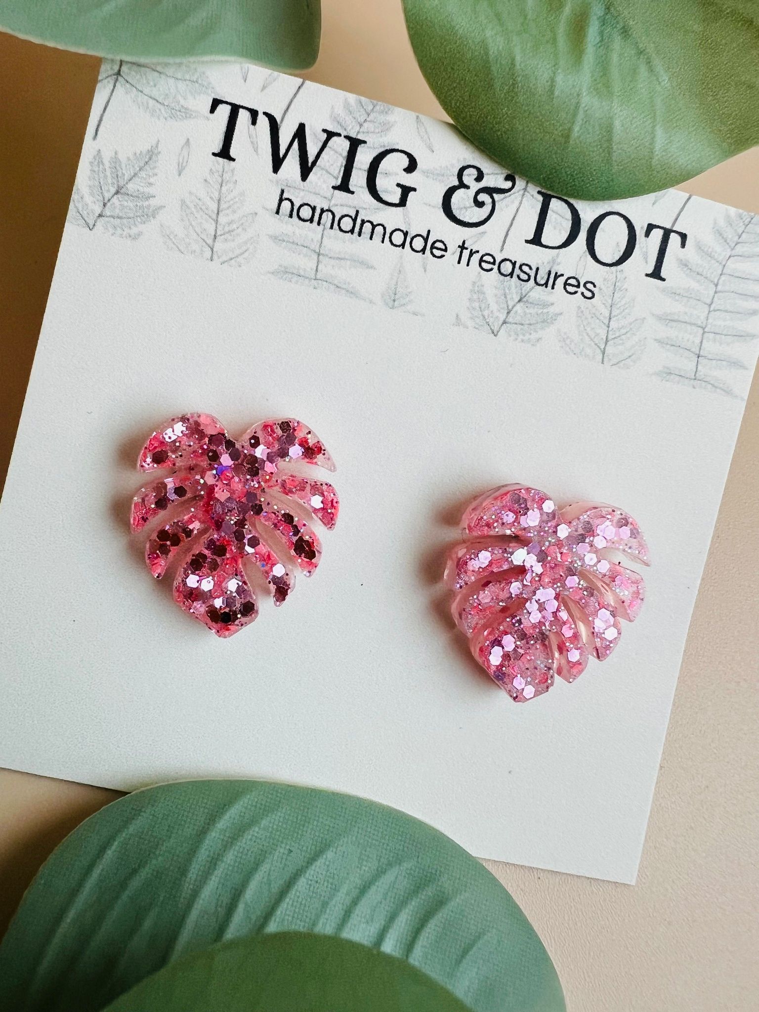 Mini Monstera Pink Glitter