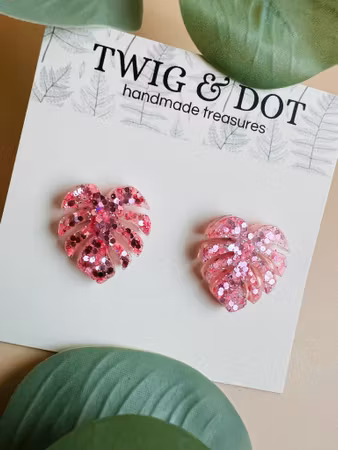 Mini Monstera Pink Glitter