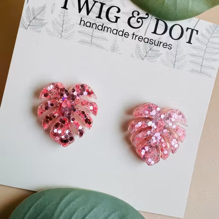 Mini Monstera Pink Glitter