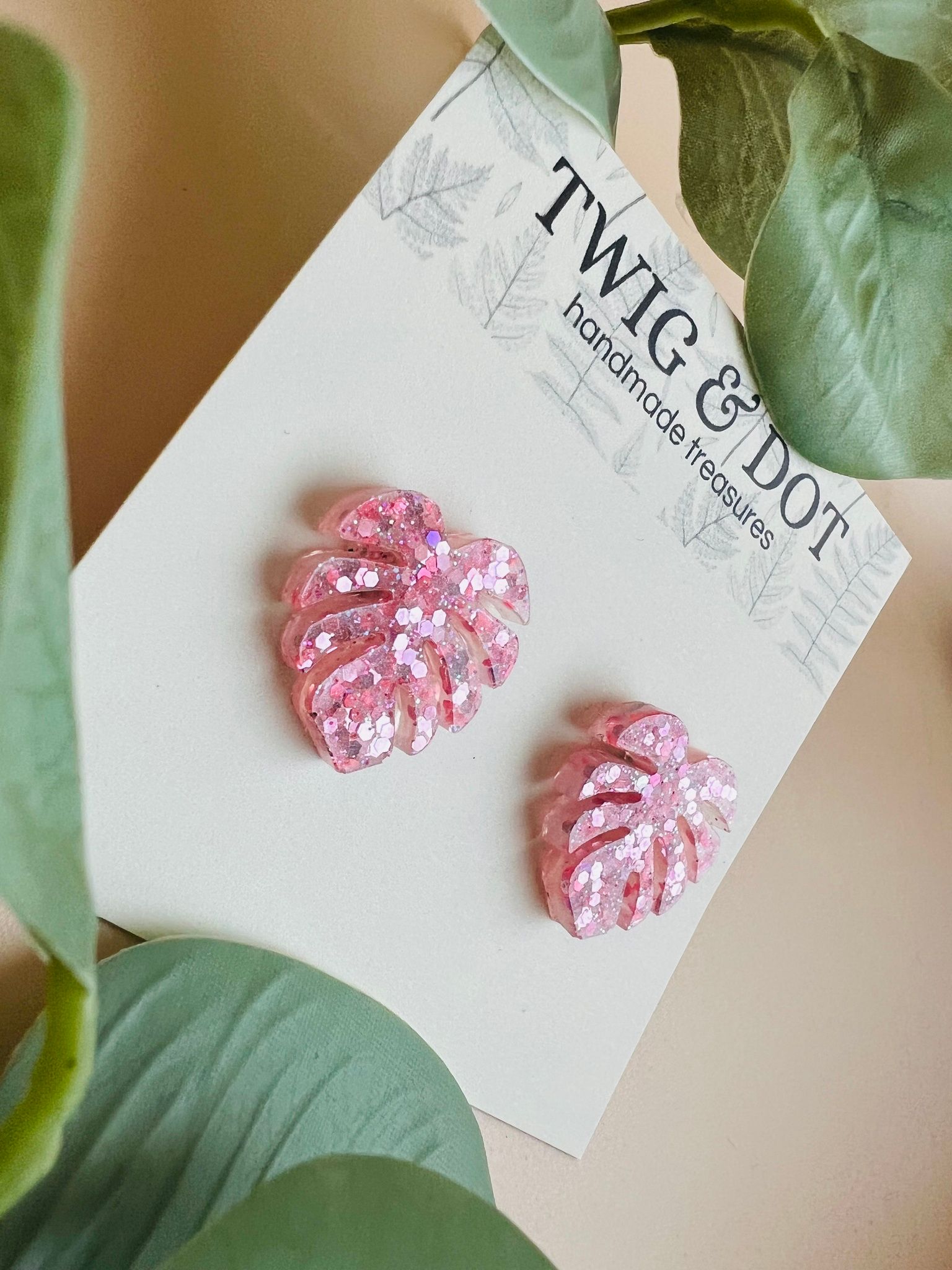 Mini Monstera Pink Glitter