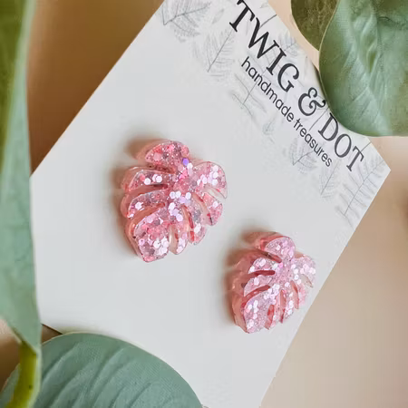 Mini Monstera Pink Glitter