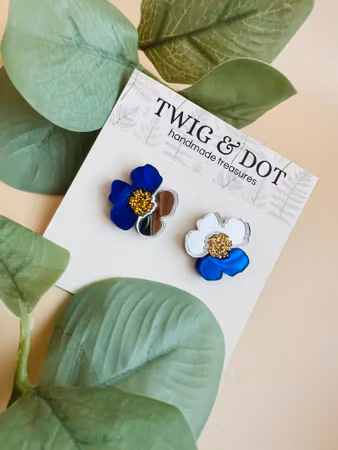 Jewel Flower, blue & silver