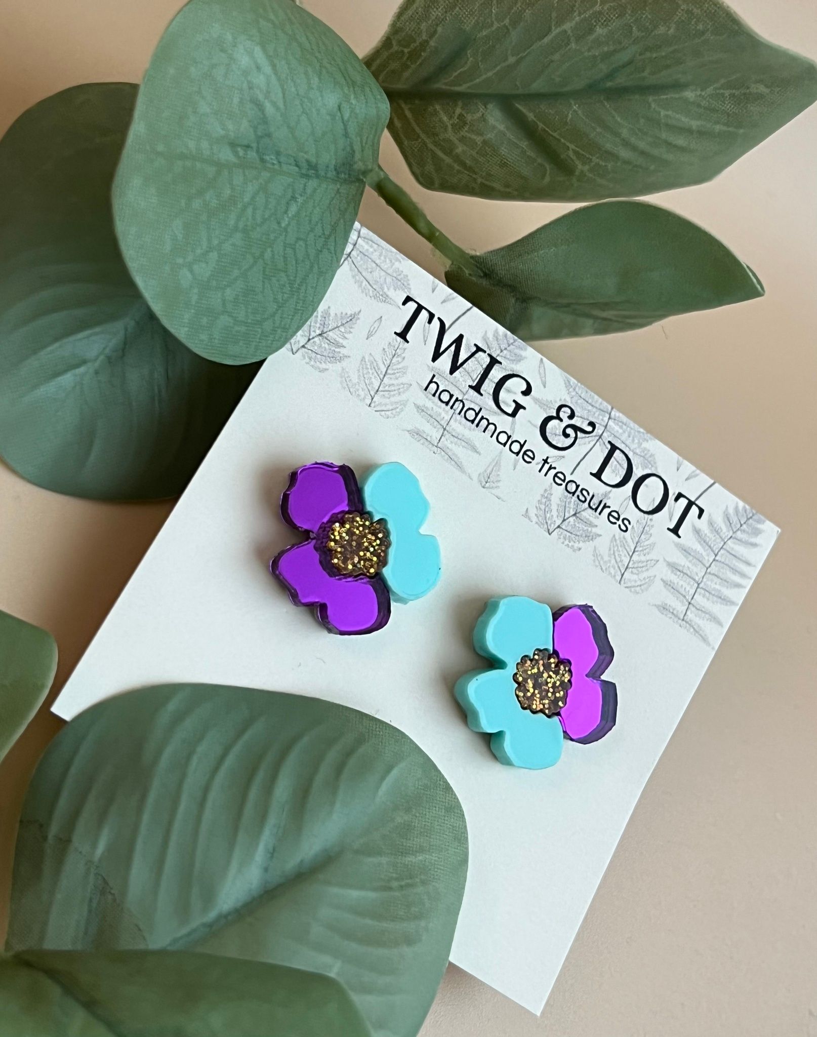 Jewel Flower, mint & purple