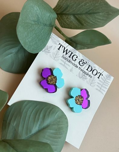 Jewel Flower, mint & purple