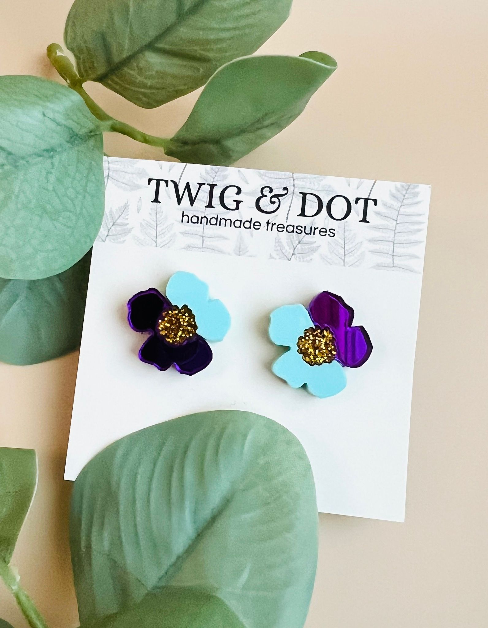 Jewel Flower, mint & purple