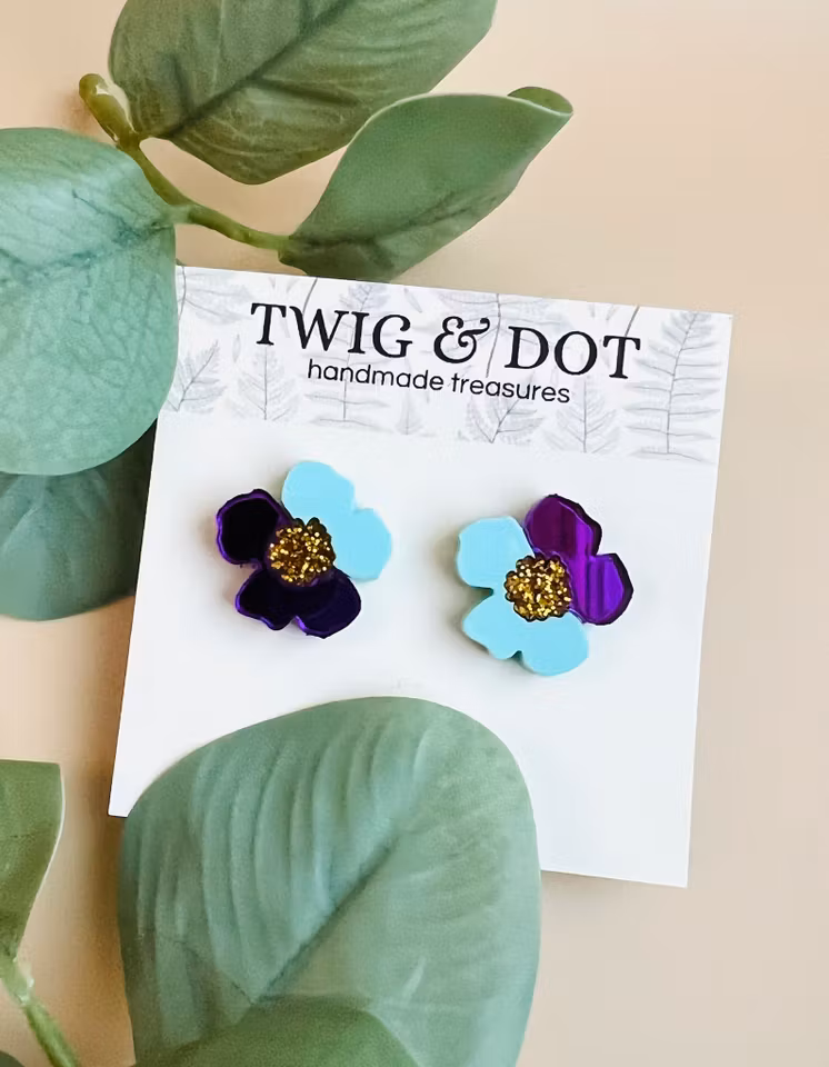 Jewel Flower, mint & purple
