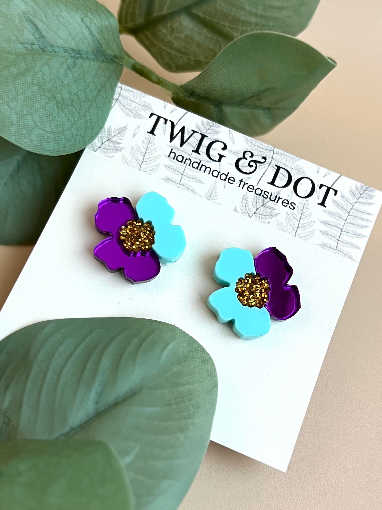 Jewel Flower, mint & purple