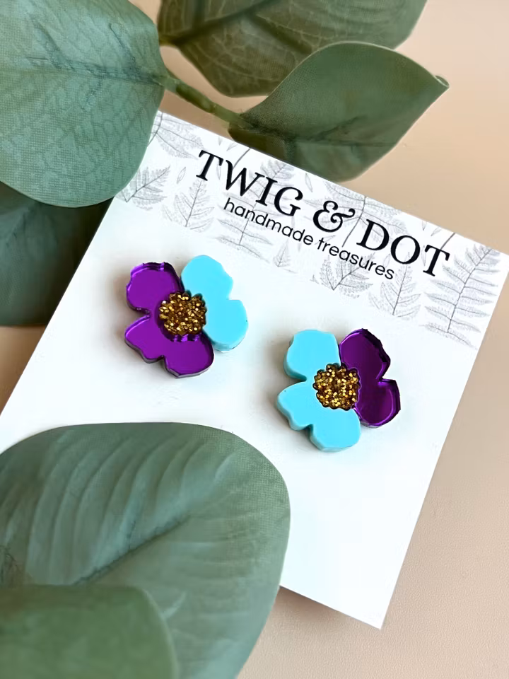 Jewel Flower, mint & purple