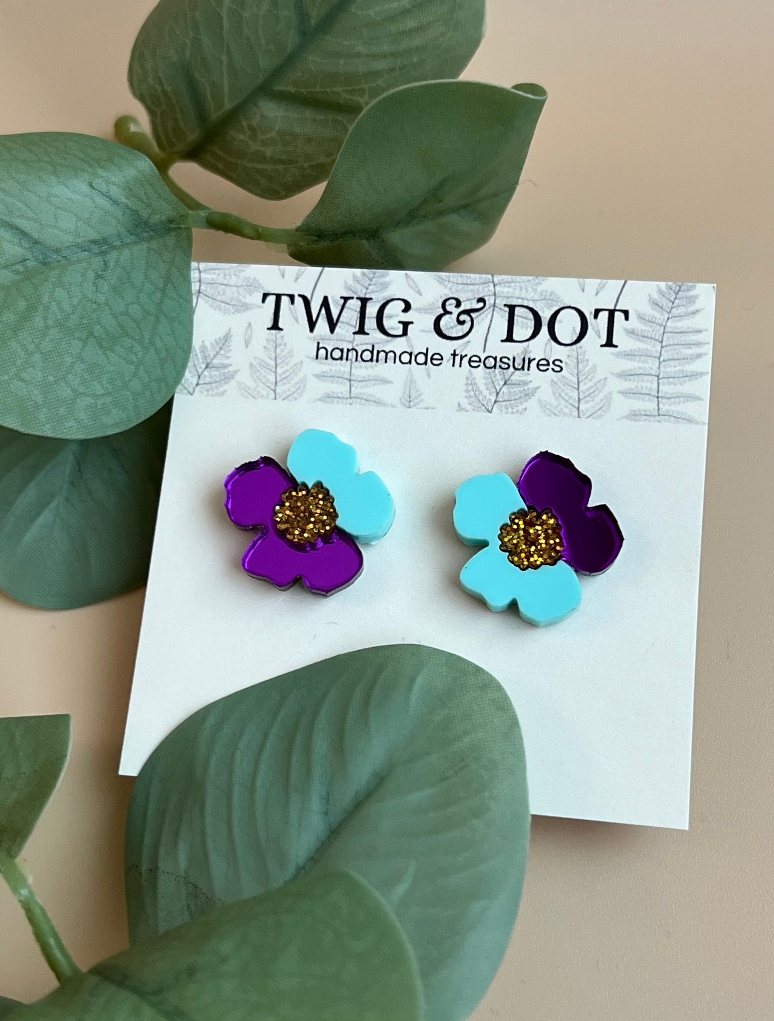 Jewel Flower, mint & purple