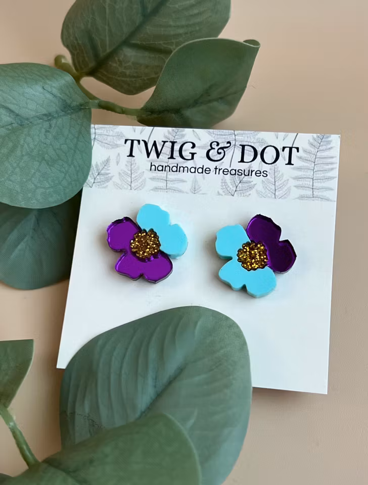Jewel Flower, mint & purple