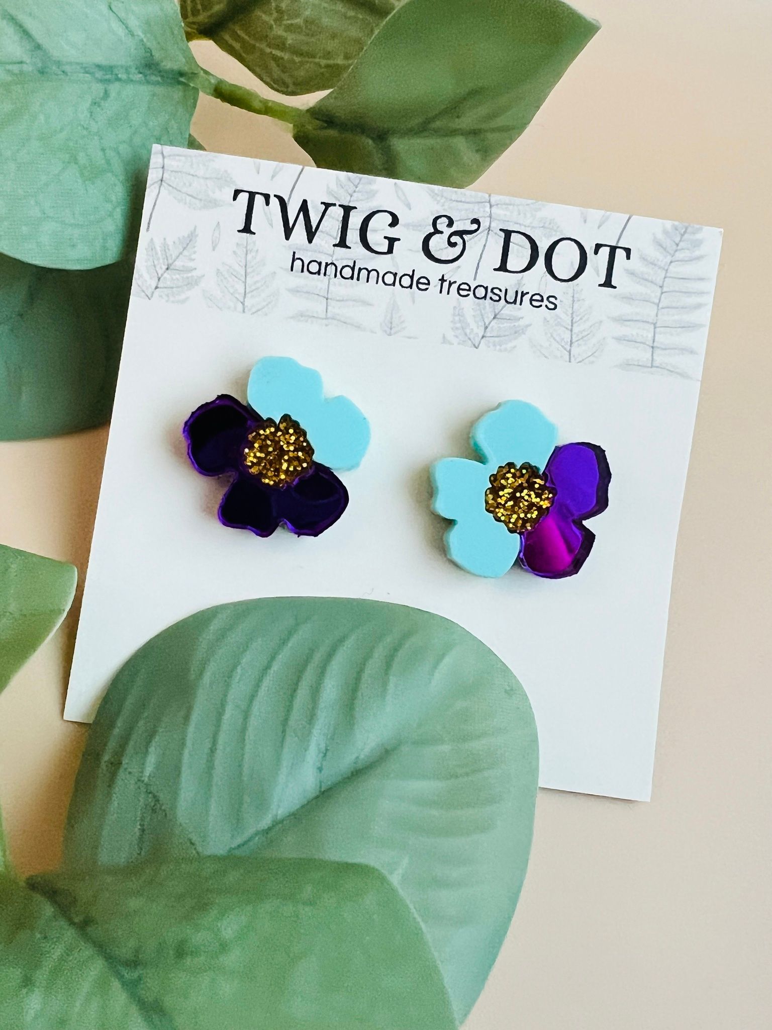 Jewel Flower, mint & purple
