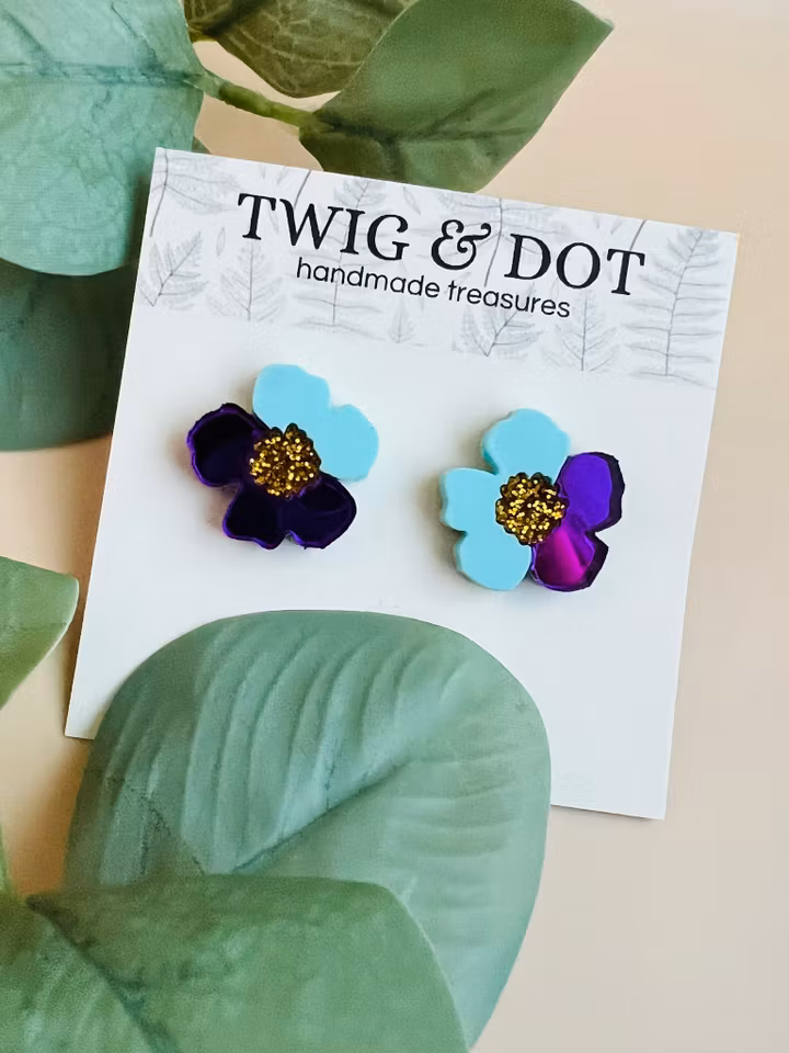 Jewel Flower, mint & purple