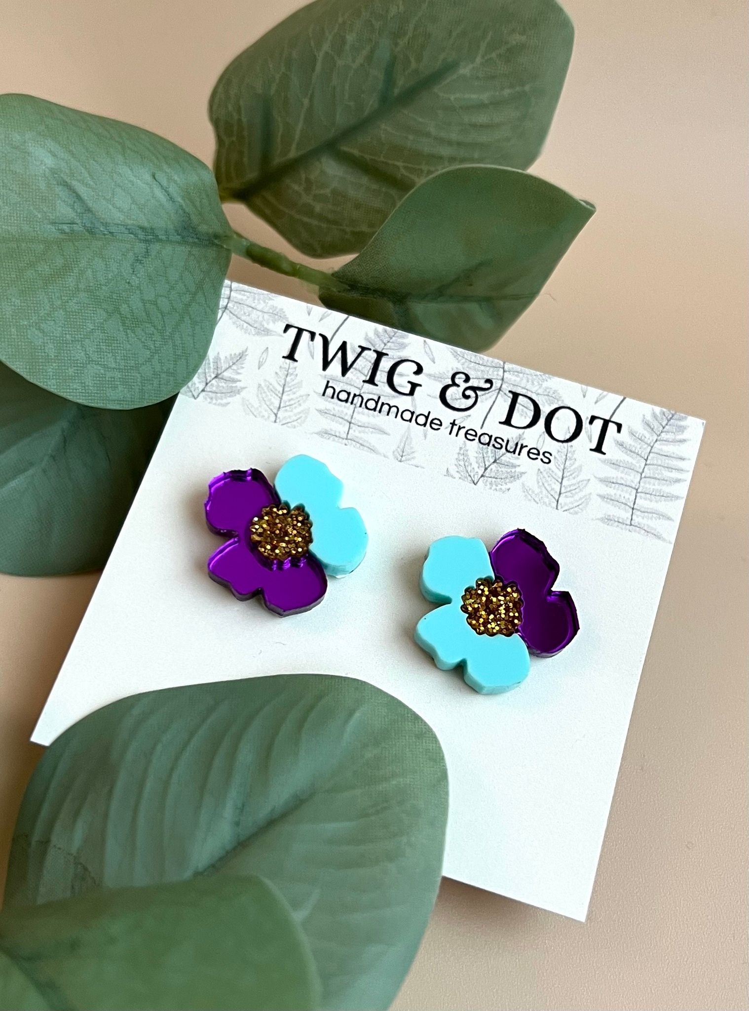 Jewel Flower, mint & purple