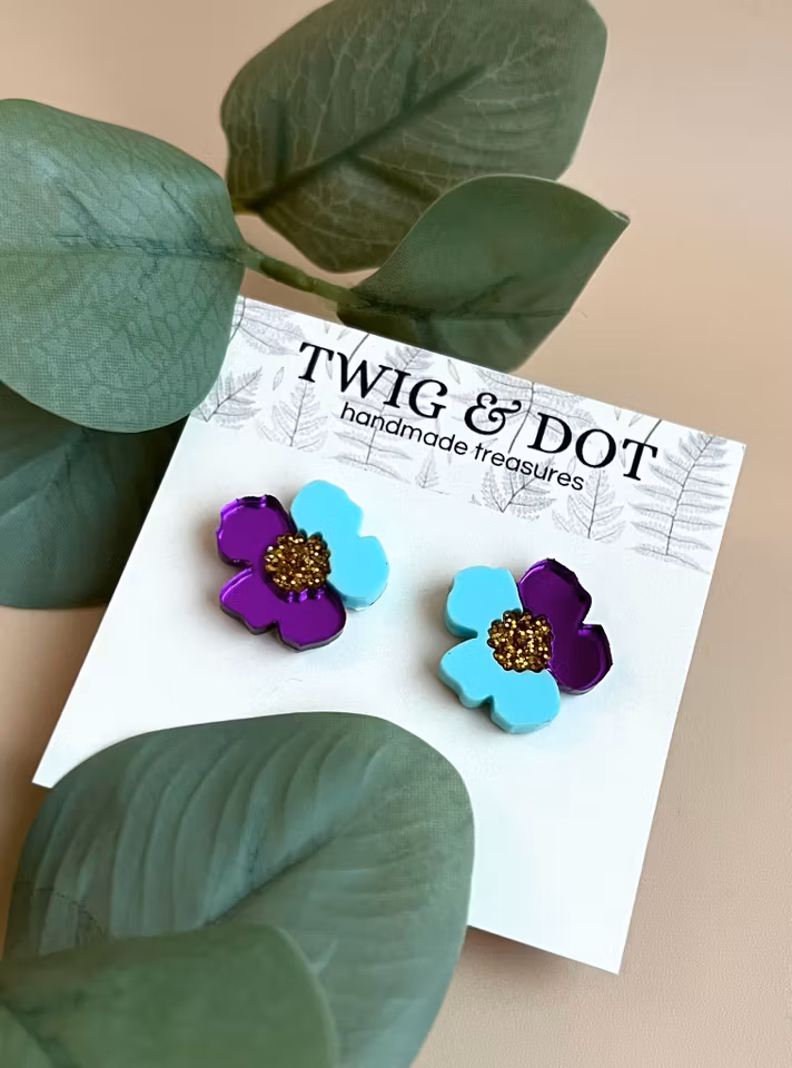 Jewel Flower, mint & purple