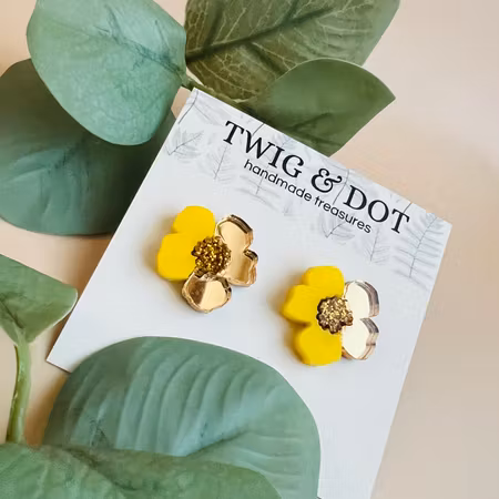 Jewel Flower, gold & yellow