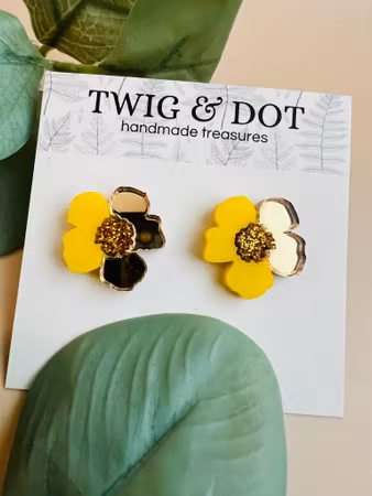 Jewel Flower, gold & yellow