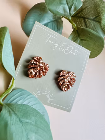 Mini Monstera Koppar Glitter