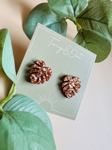 Mini Monstera Koppar Glitter
