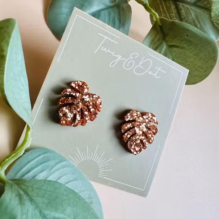 Mini Monstera Koppar Glitter