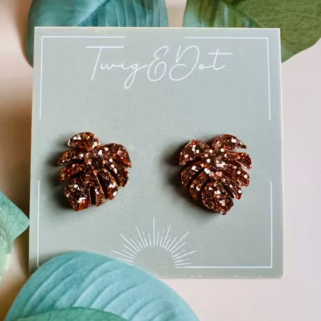 Mini Monstera Koppar Glitter
