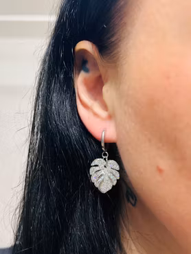 Mini Monstera Crazy Silver Glitter - clicker hoops