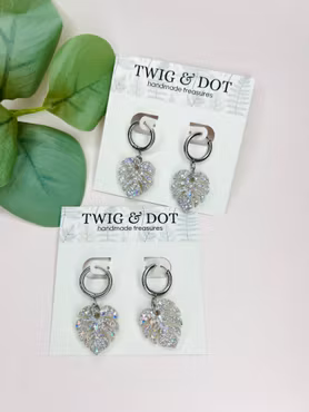 Mini Monstera Crazy Silver Glitter - clicker hoops