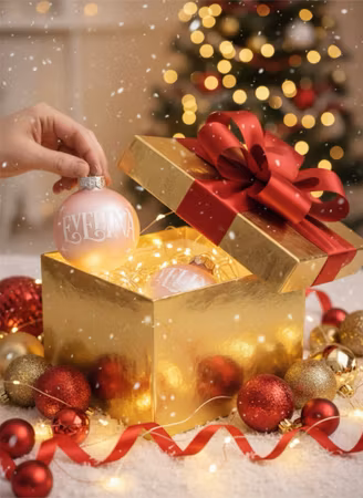 "Klassisk Rosa" - Julkula med namn - Glas