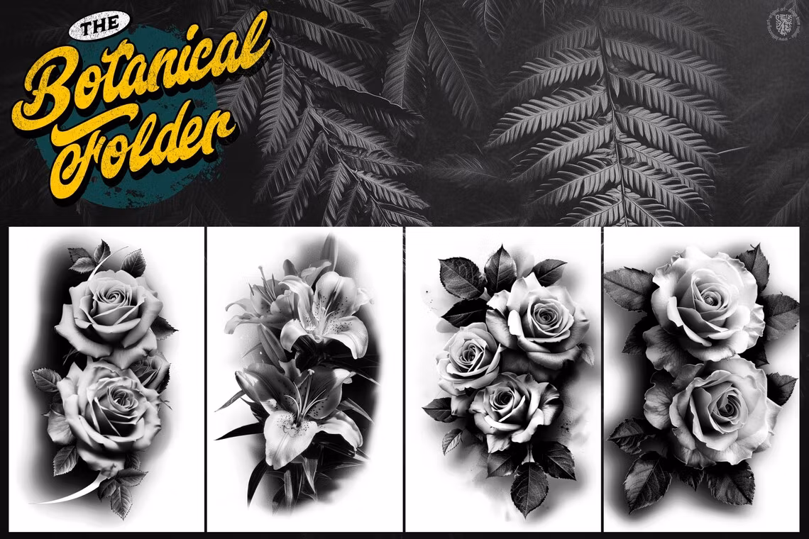 The Botanical Folder XL, 3000+, 100% Custom Art, Procreate brushes, png files, svg files, flowers, nature, foliage, mushrooms, leaves