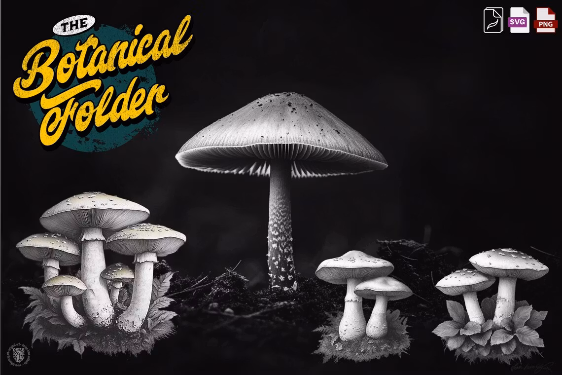 The Botanical Folder XL, 3000+, 100% Custom Art, Procreate brushes, png files, svg files, flowers, nature, foliage, mushrooms, leaves