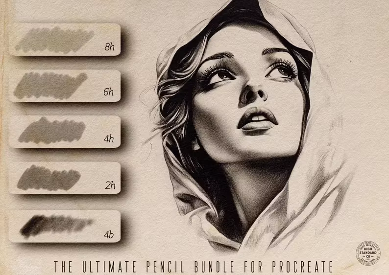PencilReal ~ realistic pencil brush bundle for Procreate, XL creative kit!