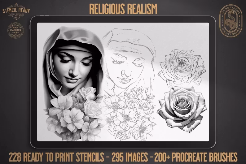 Religious B&g realism design bundle XL collection, custom designs for Procreate