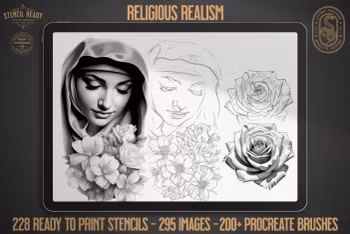 Religious B&g realism design bundle XL collection, custom designs for Procreate